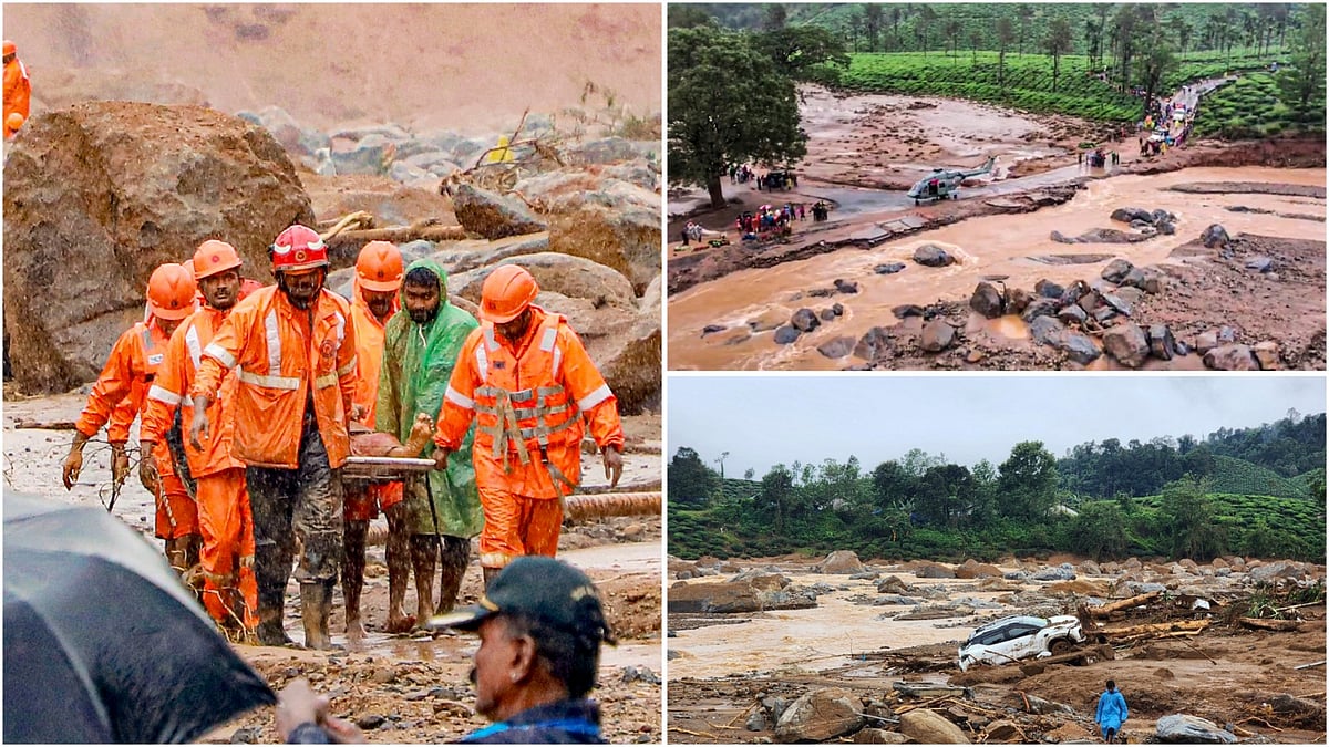 PTI/AP : Visuals from the massive landslides that struck Wayanad | 